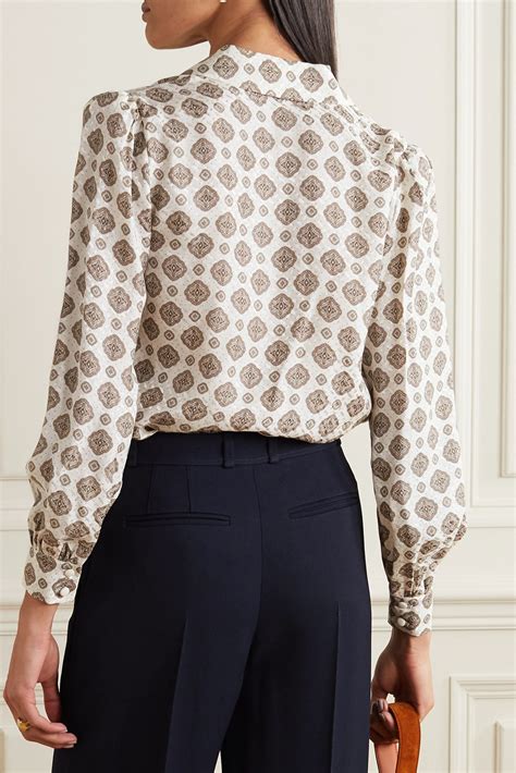 michael kors medallion silk-blend jacquard blouse